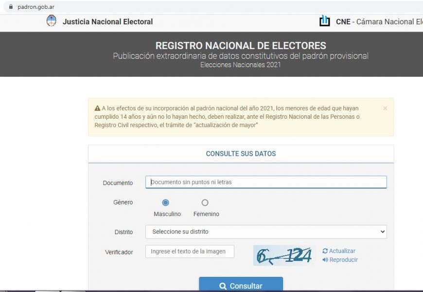 Ya se puede consultar el padrón electoral provisorio para las elecciones 2021 Ya se puede consultar el padrón electoral provisorio para las elecciones 2021