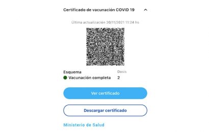 Habilitan la descarga del certificado digital de vacunación