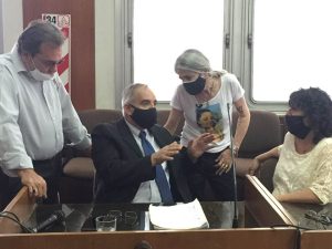 Adolfo Bahillo y Patricia Nasutti juntos a Nora Fridblat y el fiscal Sergio Terrón