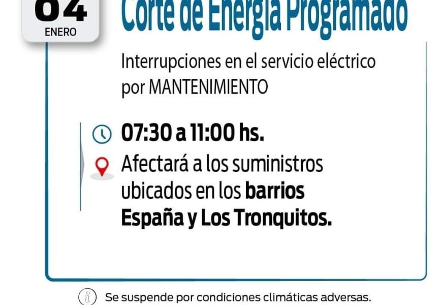 CLYFER: Corte del servicio en barrio España y Los Tronquitos CLYFER: Corte del servicio en barrio España y Los Tronquitos
