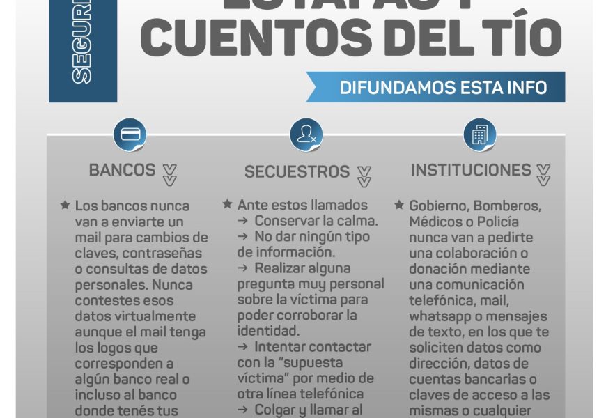 Alertn sobre estafas y «cuentos del tío» Alertn sobre estafas y «cuentos del tío»