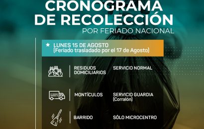 Residuos: Informan cronograma por feriado