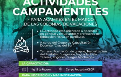 Colonia de Vacaciones: Habrá capacitación en actividades campamentiles