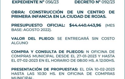 El Municipio lanzó licitación para construcción de Centro de Primera Infancia