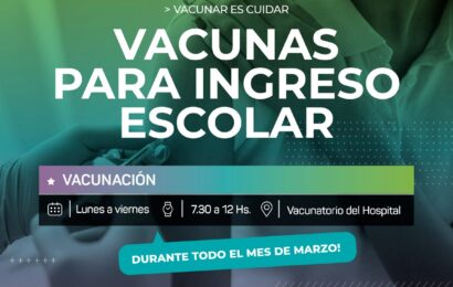 Ingreso escolar: Informan calendario de vacunación