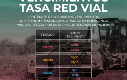 Debido a la Emergencia Vial se trasladaron los vencimientos de las tasas de Red Vial