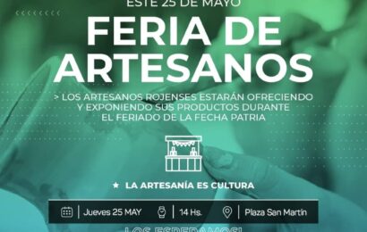Este jueves 25 de Mayo, desde las 14 hs. en la Plaza San Martín los esperamos en la Feria de Artesanos!
