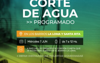 Corte de agua programado miercoles 7 de junio