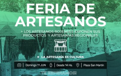 Este domingo 11 de junio: Feria de artesanos a las 14 hs en Plaza San Martín