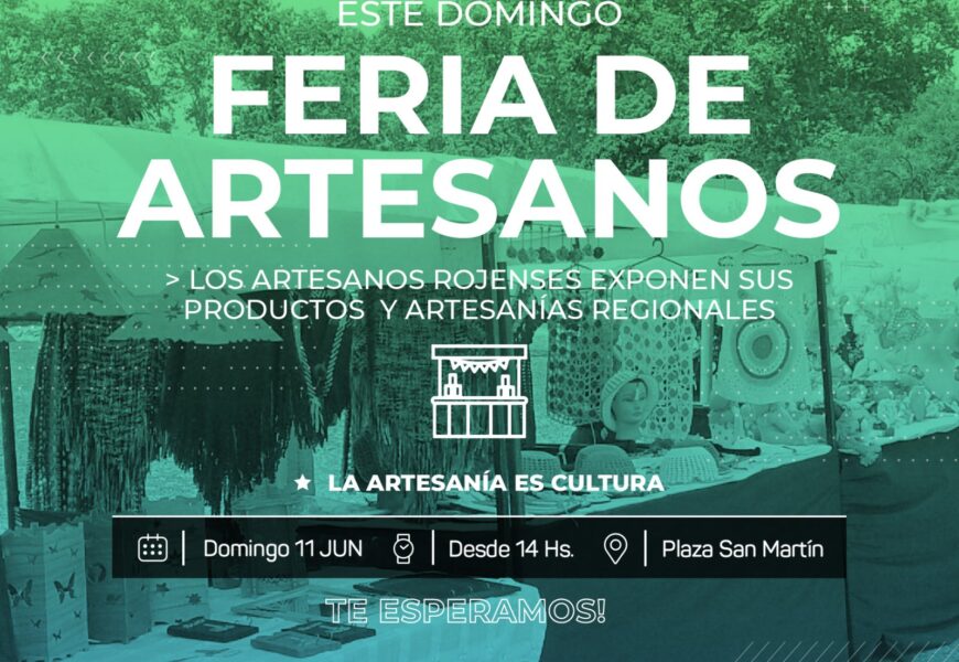 Este domingo 11 de junio: Feria de artesanos a las 14 hs en Plaza San Martín Este domingo 11 de junio: Feria de artesanos a las 14 hs en Plaza San Martín
