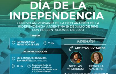 9 de JulioFestejamos  juntos un nuevo Aniversario del Día de la Independencia en la Explanada del Ferrocarril San Martín desde las 14 horas