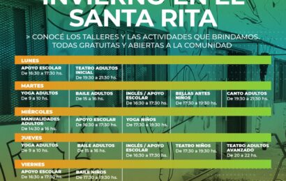 Nuevos horarios de invierno de los talleres y actividades en el Centro Cultural Santa Rita