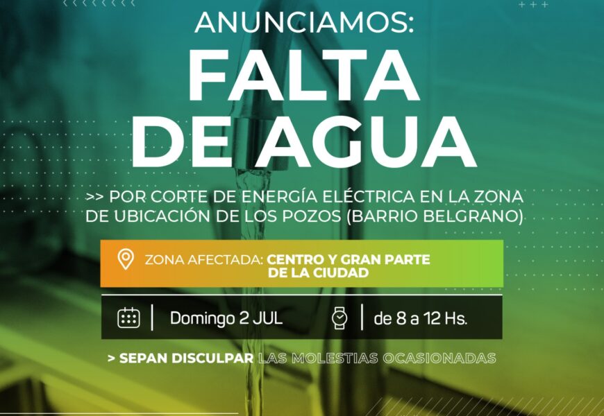 Falta de agua… Por corte de energía eléctrica en la Zona de ubicación de los pozos (Barrio Belgrano) Falta de agua… Por corte de energía eléctrica en la Zona de ubicación de los pozos (Barrio Belgrano)