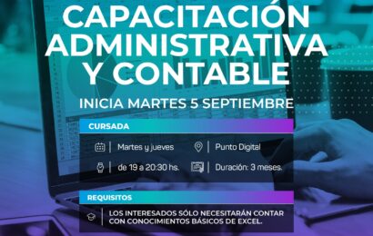 Desde el martes 5 de septiembre te esperamos en el curso abierto y gratuito de CAPACITACIÓN ADMINISTRATIVA Y CONTABLE