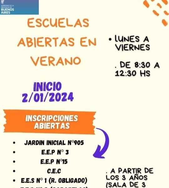 Escuelas abiertas en verano: continúa la inscripción Escuelas abiertas en verano: continúa la inscripción