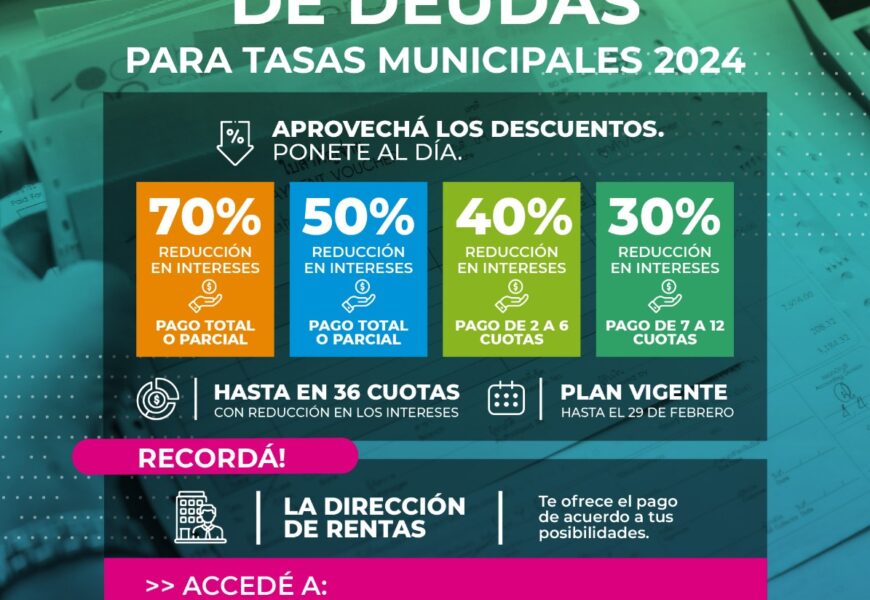 PLAN de REGULARIZACIÓN DE DEUDAS para TASAS MUNICIPALES 2024 PLAN de REGULARIZACIÓN DE DEUDAS para TASAS MUNICIPALES 2024