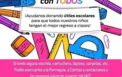 Campaña: La Parroquia y Caritas juntan útiles escolares