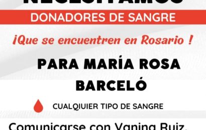 Se necesitan dadores de sangre para Rosa Barceló