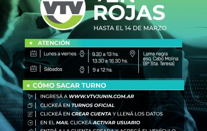 Hacé la VTV en Rojas hasta el 14 de marzo