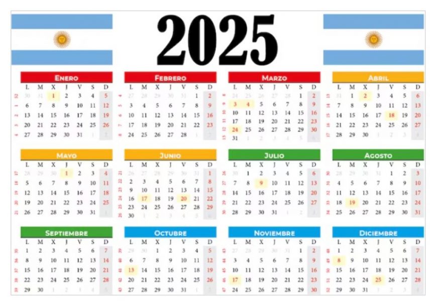 Feriados 2025: Calendario oficial completo en Argentina Feriados 2025: Calendario oficial completo en Argentina