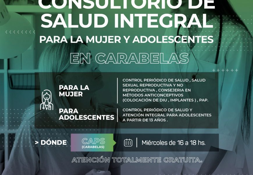 A partir del miércoles 8 de enero, a través de la Dirección de Atención Primaria de la Salud, estará funcionando en Carabelas un servicio exclusivo para la atención integral de la mujer y adolescentes A partir del miércoles 8 de enero, a través de la Dirección de Atención Primaria de la Salud, estará funcionando en Carabelas un servicio exclusivo para la atención integral de la mujer y adolescentes