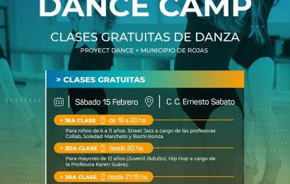 Proyect Dance y la Municipio te invitan a las clases gratuitas de danzas el sábado 15 de febrero en el Centro Cultural Ernesto Sabato