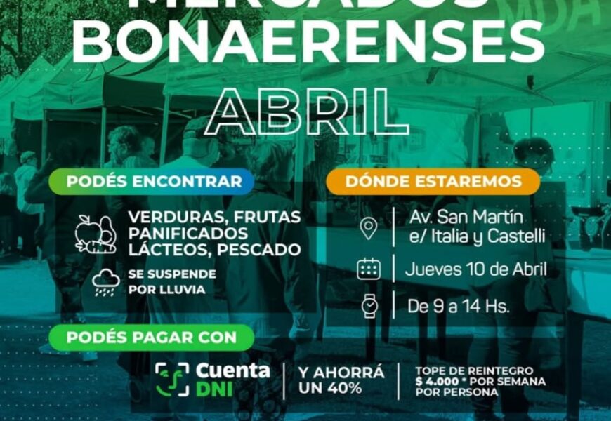 El jueves 10 de abril se realizará Mercados bonaerenses El jueves 10 de abril se realizará Mercados bonaerenses