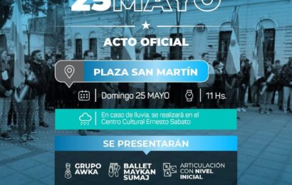 Este domingo se realizara el acto del 25 de Mayo con shows en vivo y los pastelitos del Taller Protegido