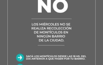 Los miércoles NO hay recolección de montículos en ningún barrio