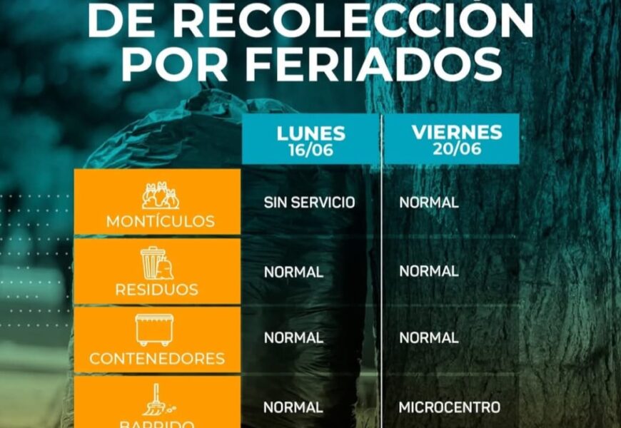 Cronograma de recolección por feriados de la semana del lunes 16 al viernes 20 de junio Cronograma de recolección por feriados de la semana del lunes 16 al viernes 20 de junio