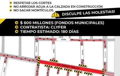 Plano de cortes y circulación vigente mientras dure la 2º etapa de Pavimentación de la Av. Diego trillo. (Tiempo estimado: 180 días)