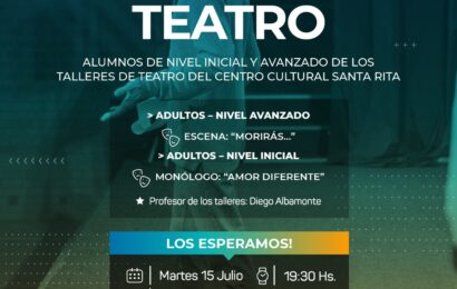 Te invitamos a la muestra del Taller de Teatro del Centro Cultural Santa Rita