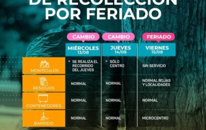 Cronograma de recolección de residuos y montículos por feriado Cronograma de recolección de residuos y montículos por feriado