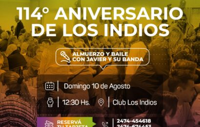 Este domingo: Los Indios cumple 114 años y lo festeja con el habitual almuerzo y show en el Club Los Indios Este domingo: Los Indios cumple 114 años y lo festeja con el habitual almuerzo y show en el Club Los Indios