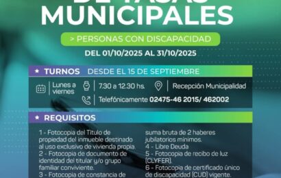 El 15 de septiembre comienza la inscripción para la eximición de tasas municipales para jubilados, pensionados y personas con discapacidad El 15 de septiembre comienza la inscripción para la eximición de tasas municipales para jubilados, pensionados y personas con discapacidad