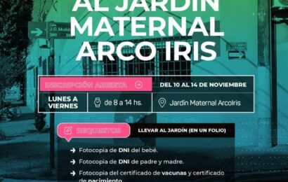 Del 10 al 14 de noviembre se abre la inscripción para 2026 al Jardín Maternal Arco Iris Del 10 al 14 de noviembre se abre la inscripción para 2026 al Jardín Maternal Arco Iris