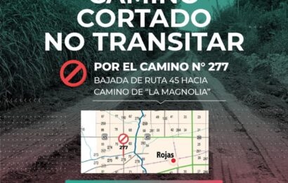 El camino Nº277 bajada de Ruta Nº45 hacia La Magniolia, se encuentra temporalmente cortado por reparaciones El camino Nº277 bajada de Ruta Nº45 hacia La Magniolia, se encuentra temporalmente cortado por reparaciones