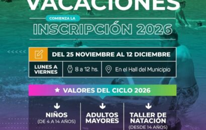 Desde hoy martes 25 de noviembre hasta el viernes 12 de diciembre está abierta la inscripción a la Colonia de Vacaciones Desde hoy martes 25 de noviembre hasta el viernes 12 de diciembre está abierta la inscripción a la Colonia de Vacaciones