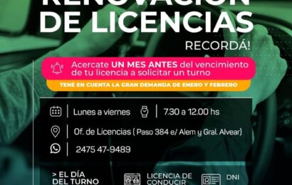 Recordá renovar tu licencia, Acercate un mes antes de la fecha de vencimiento para solicitar un turno Recordá renovar tu licencia, Acercate un mes antes de la fecha de vencimiento para solicitar un turno