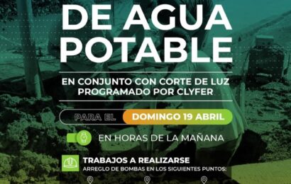 Habrá corte de luz y agua el domingo Habrá corte de luz y agua el domingo