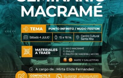 Seminario de Macramé: será realizado en el Centro Cultural Santa Rita Seminario de Macramé: será realizado en el Centro Cultural Santa Rita