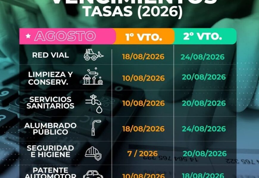 Tasas: El Municipio informa vencimientos Tasas: El Municipio informa vencimientos